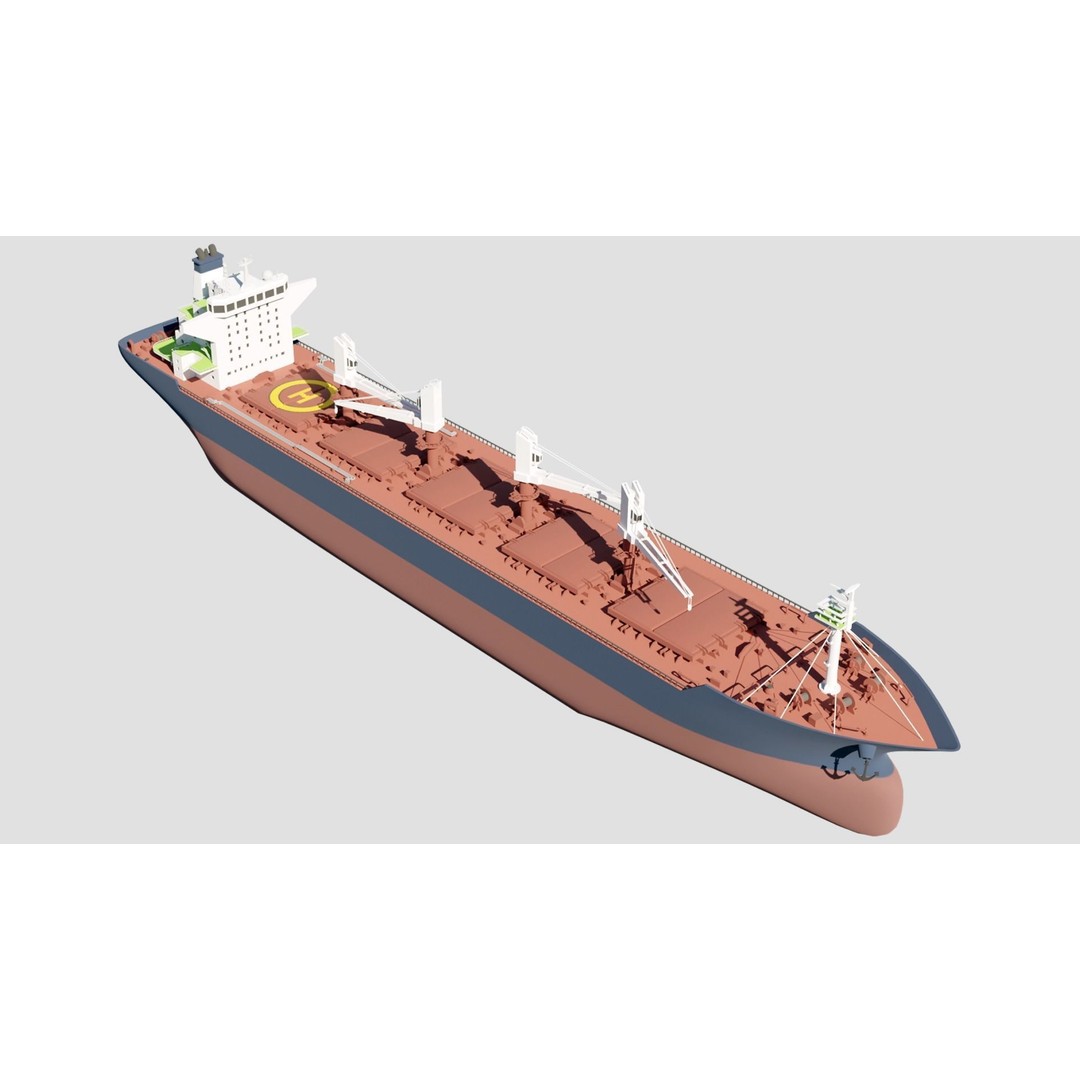 Bulk Ship 3D Model – Industrial Vessel with PBR Textures, FBX - View 3