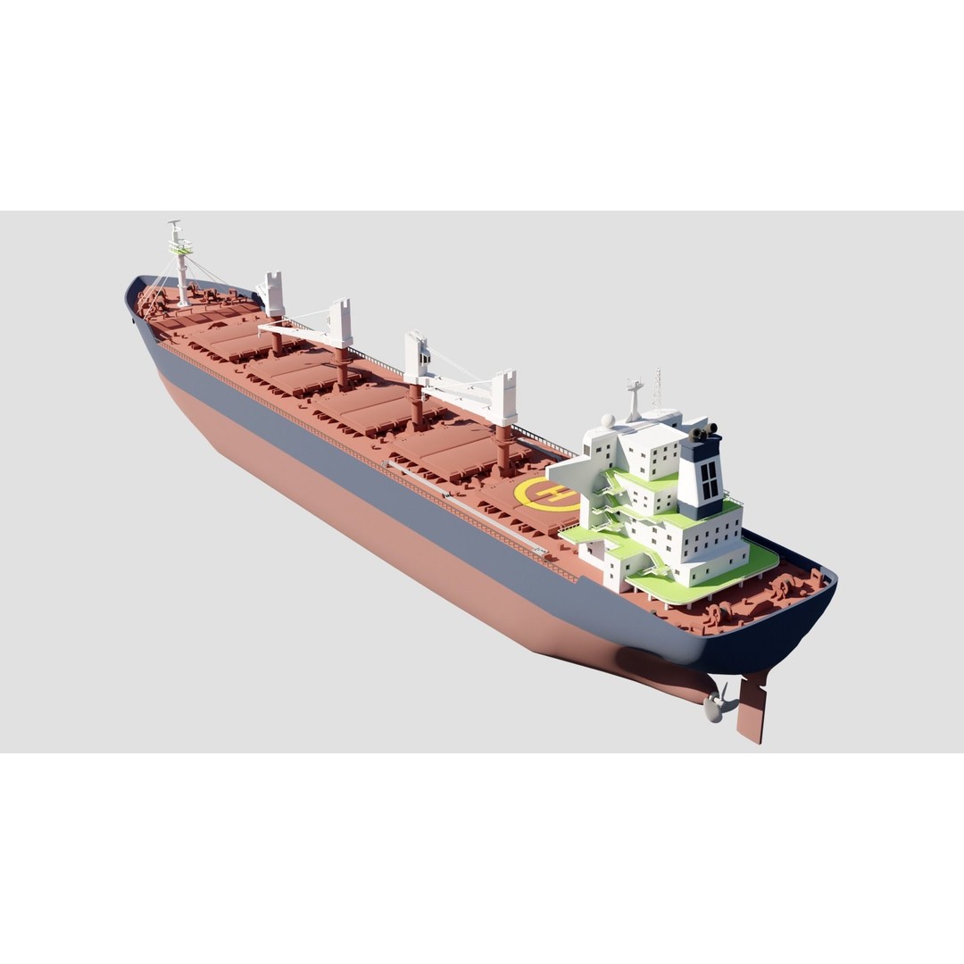 Bulk Ship 3D Model – Industrial Vessel with PBR Textures, FBX - View 4