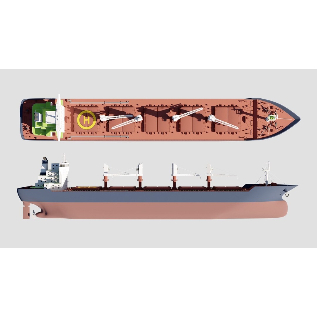 Bulk Ship 3D Model – Industrial Vessel with PBR Textures, FBX - View 5