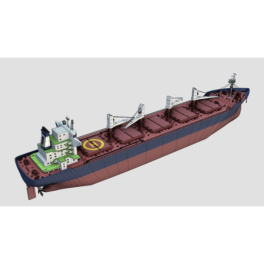 Bulk Ship 3D Model – Industrial Vessel with PBR Textures, FBX - View 7