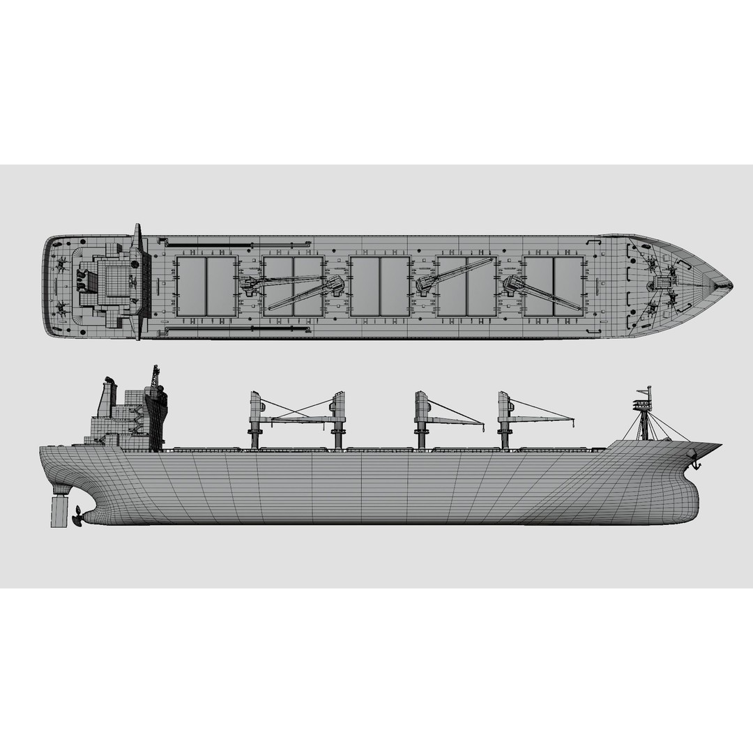 Bulk Ship 3D Model – Industrial Vessel with PBR Textures, FBX - View 9