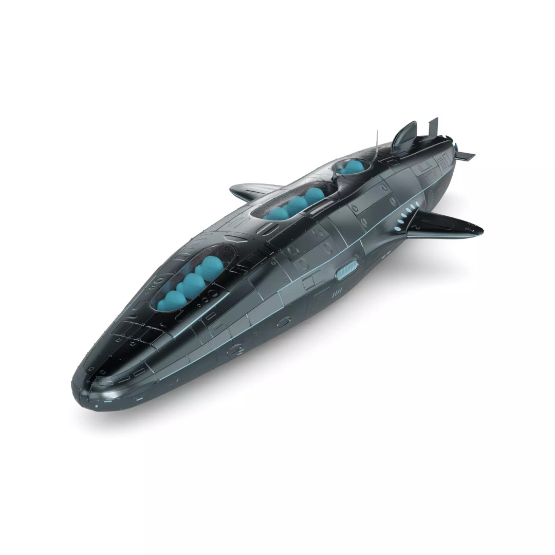 Submarine 3D Model – Futuristic Military Watercraft, FBX