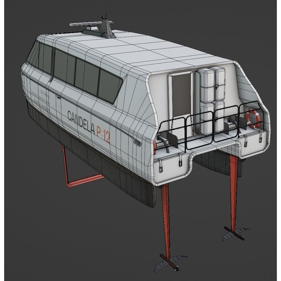 Fully Electric Commuting Vessel 3D Model – Low Poly Exterior View, FBX - View 10