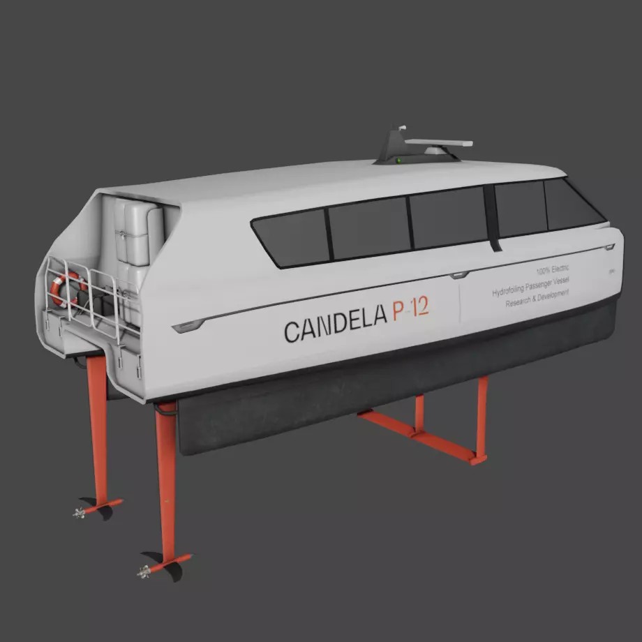 Fully Electric Commuting Vessel 3D Model – Low Poly Exterior View, FBX - View 2