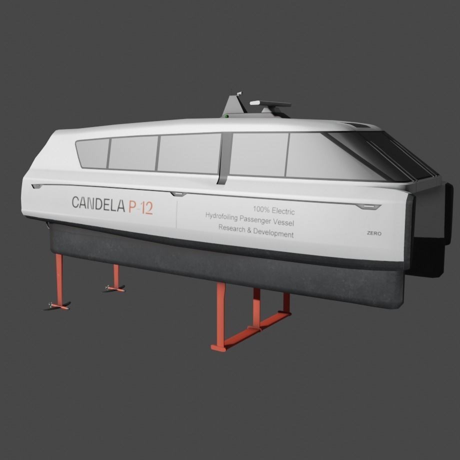 Fully Electric Commuting Vessel 3D Model – Low Poly Exterior View, FBX - View 3