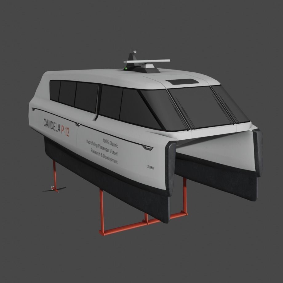 Fully Electric Commuting Vessel 3D Model – Low Poly Exterior View, FBX - View 4