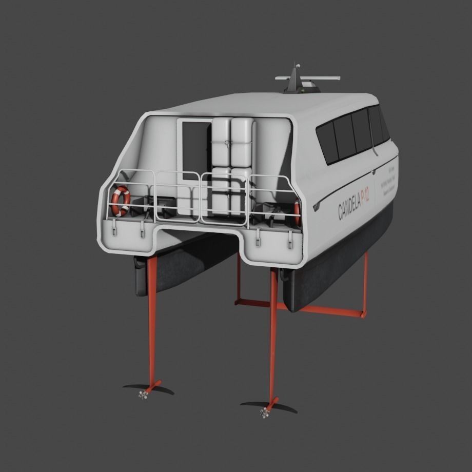 Fully Electric Commuting Vessel 3D Model – Low Poly Exterior View, FBX - View 5