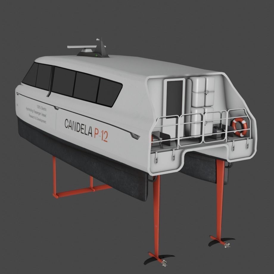 Fully Electric Commuting Vessel 3D Model – Low Poly Exterior View, FBX - View 6