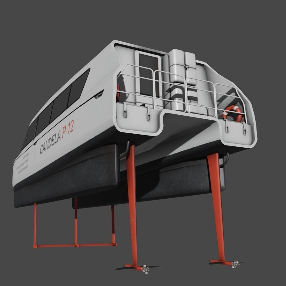 Fully Electric Commuting Vessel 3D Model – Low Poly Exterior View, FBX - View 7