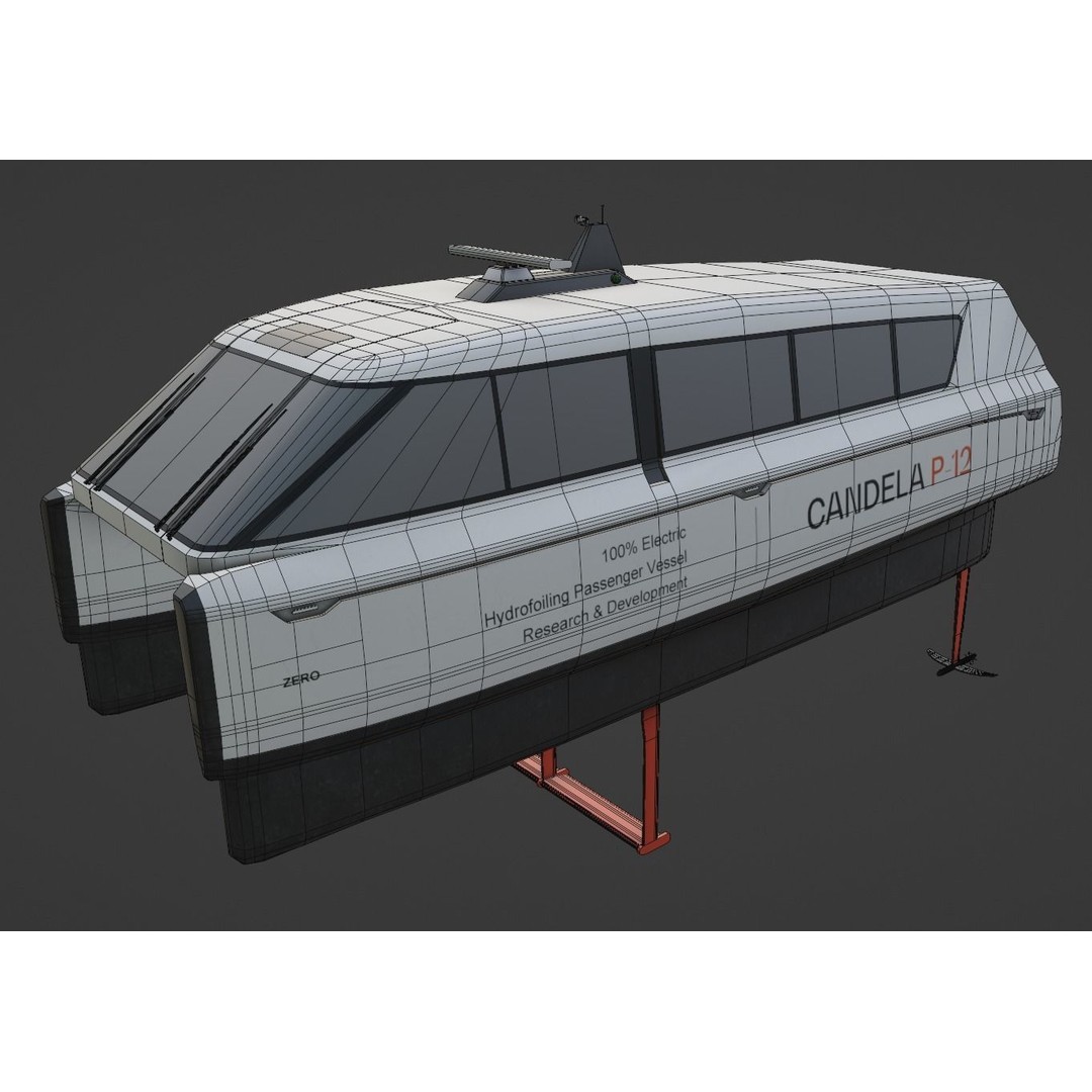 Fully Electric Commuting Vessel 3D Model – Low Poly Exterior View, FBX - View 9