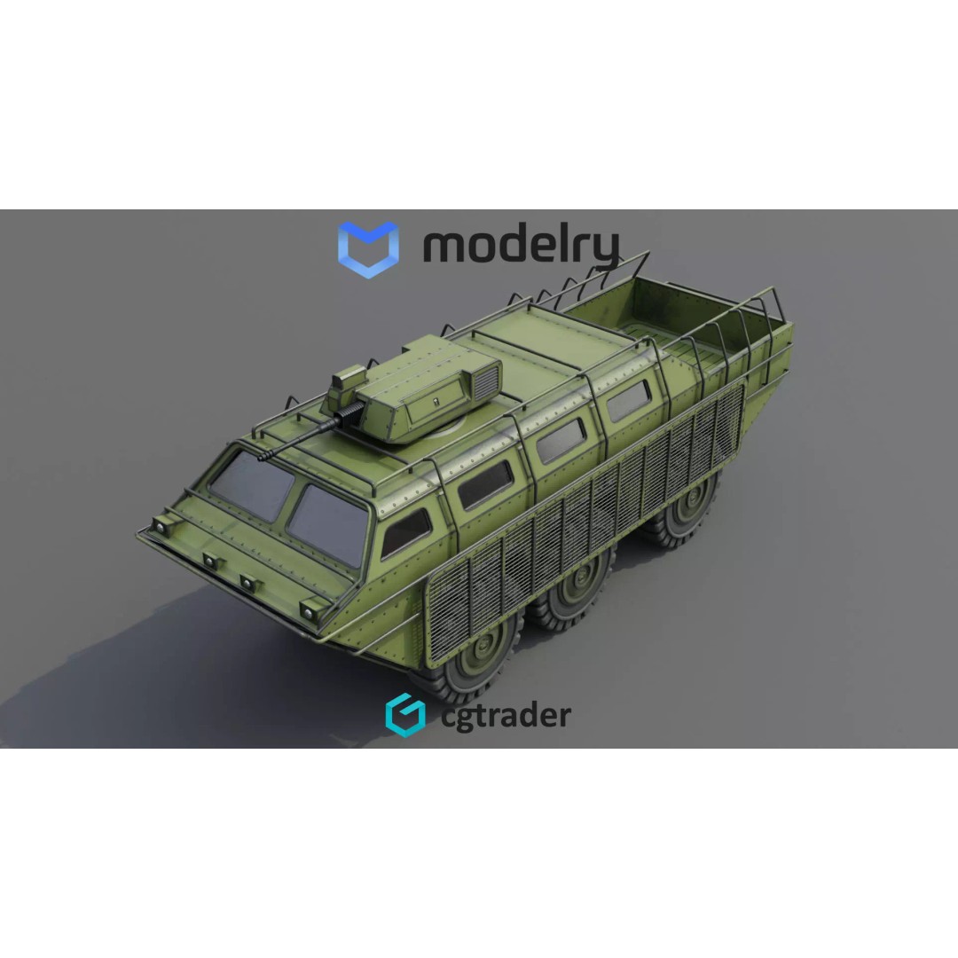 Amphibious ATV 3D Model – Historical Utility Vehicle, FBX - View 2