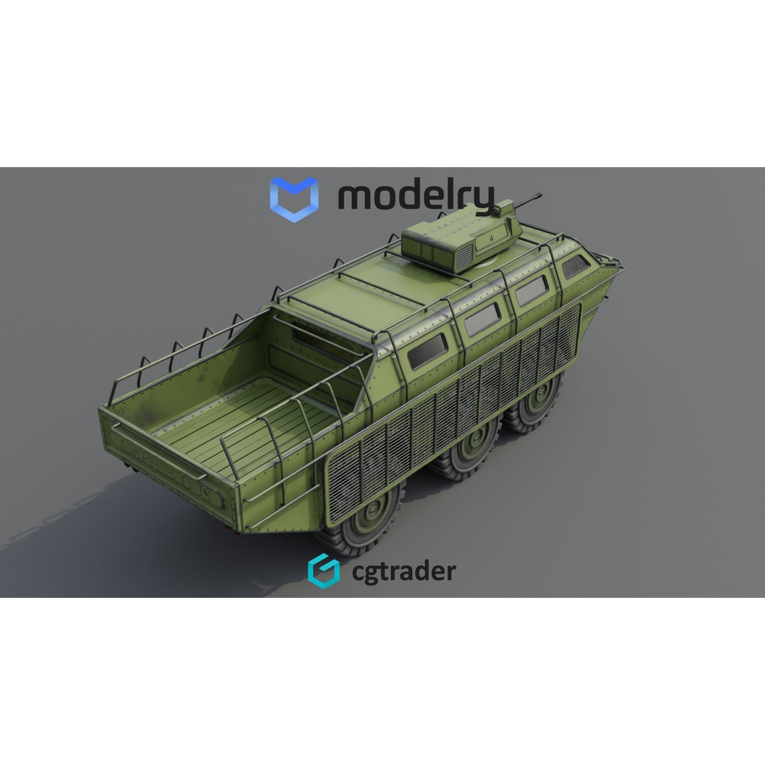 Amphibious ATV 3D Model – Historical Utility Vehicle, FBX - View 4