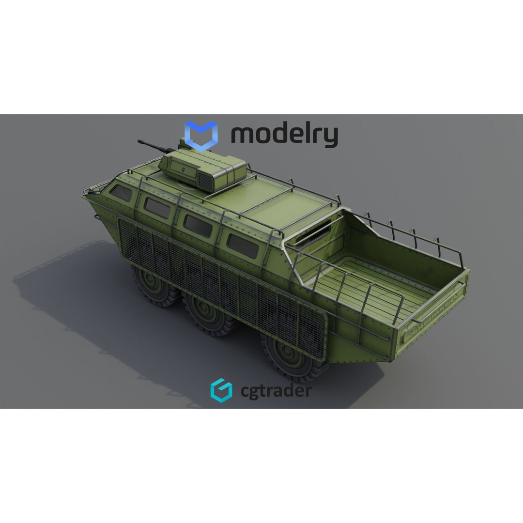 Amphibious ATV 3D Model – Historical Utility Vehicle, FBX - View 5