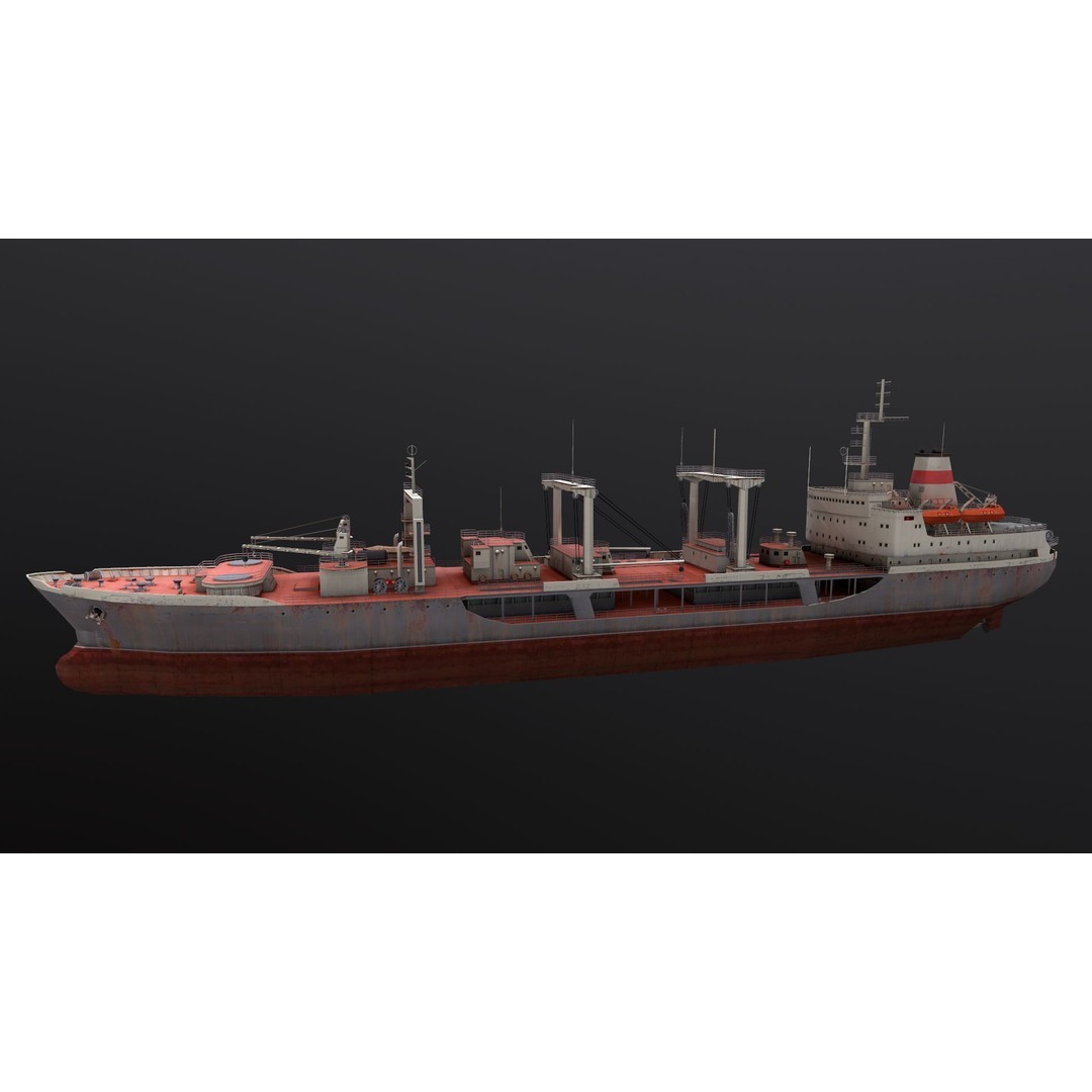 Chilikin Tanker 3D Model – Low Poly Industrial Watercraft, FBX - View 3