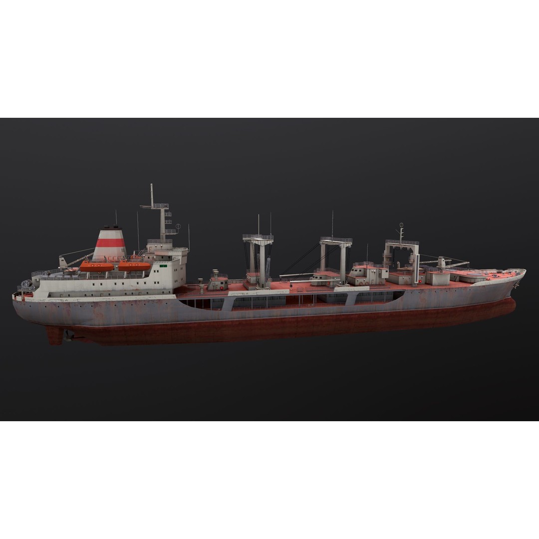 Chilikin Tanker 3D Model – Low Poly Industrial Watercraft, FBX - View 4