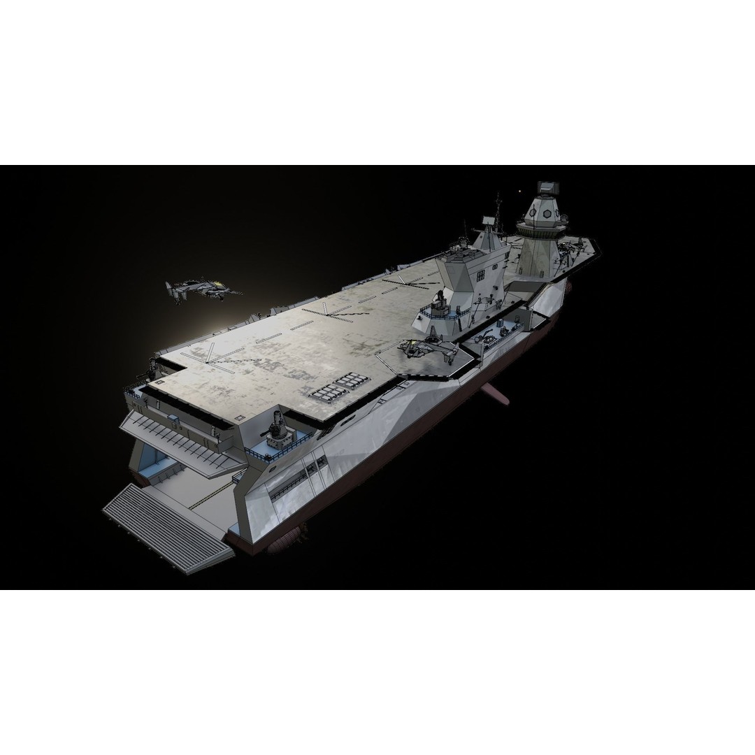 Futuristic Landing Assault Ship 3D Model – PBR Military Watercraft, Blender