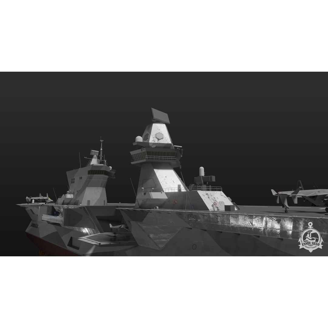 Futuristic Landing Assault Ship 3D Model – PBR Military Watercraft, Blender - View 10