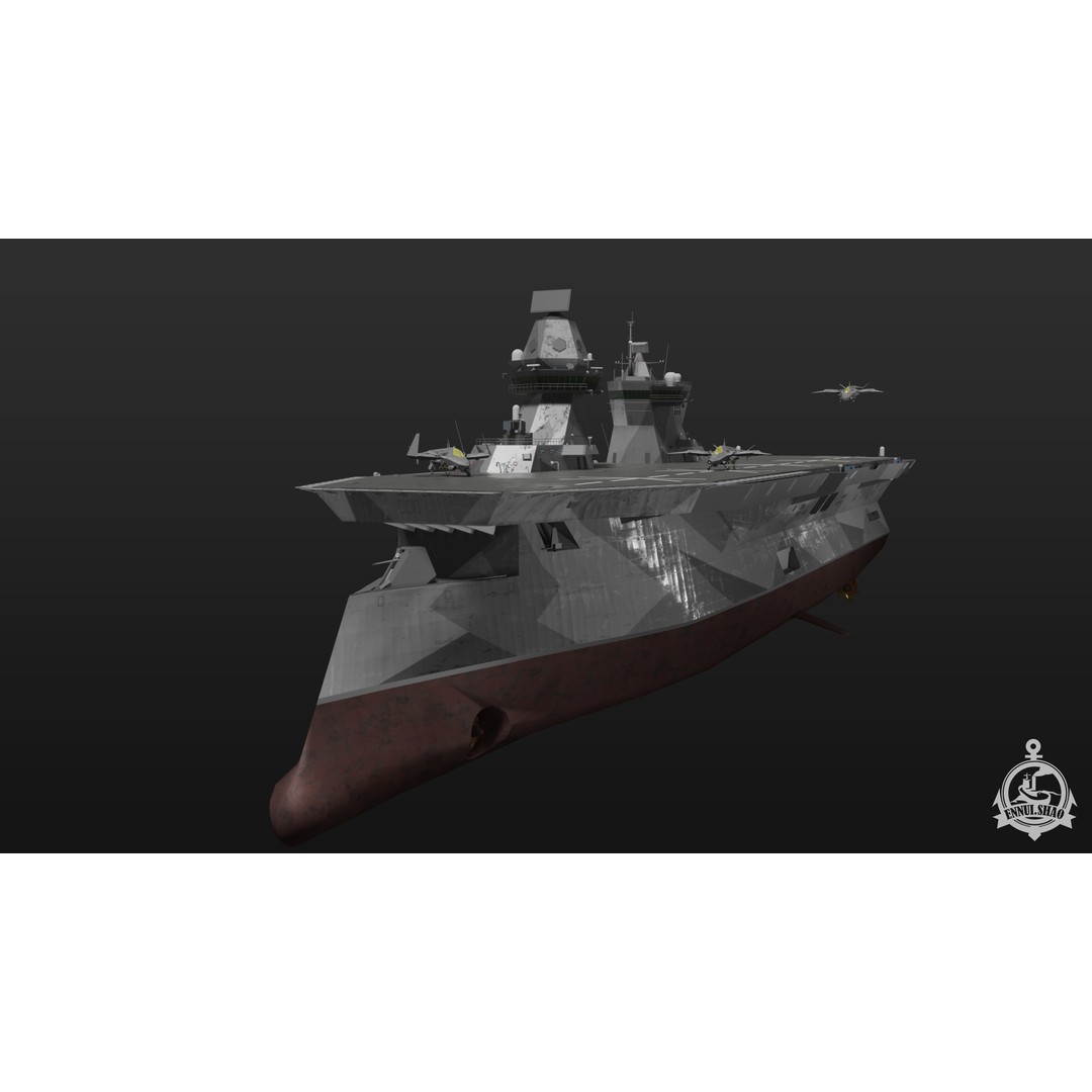 Futuristic Landing Assault Ship 3D Model – PBR Military Watercraft, Blender - View 12