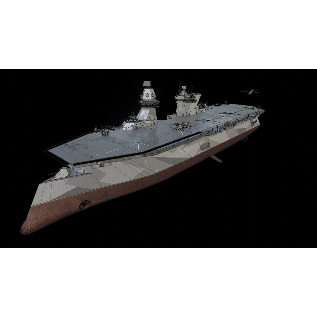 Futuristic Landing Assault Ship 3D Model – PBR Military Watercraft, Blender - View 14