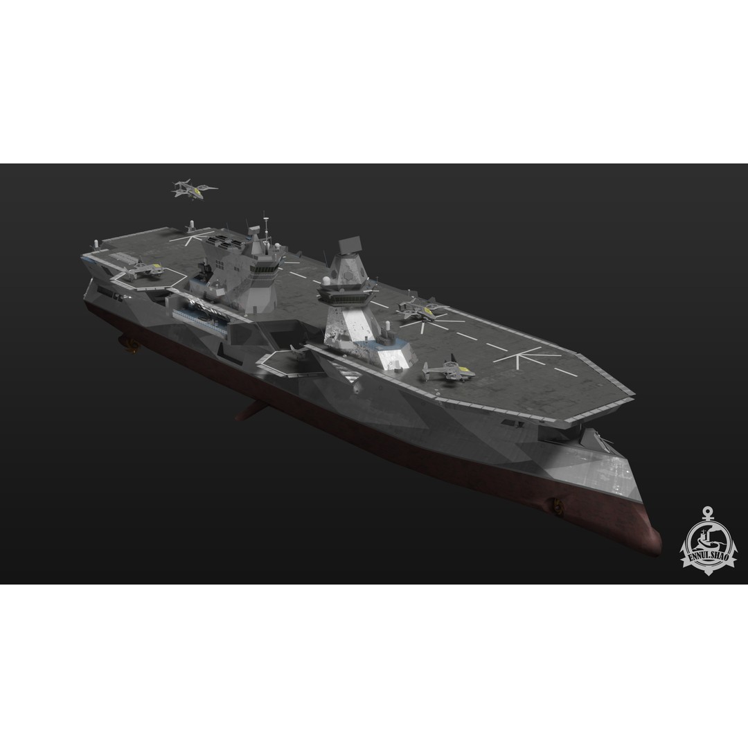 Futuristic Landing Assault Ship 3D Model – PBR Military Watercraft, Blender - View 3
