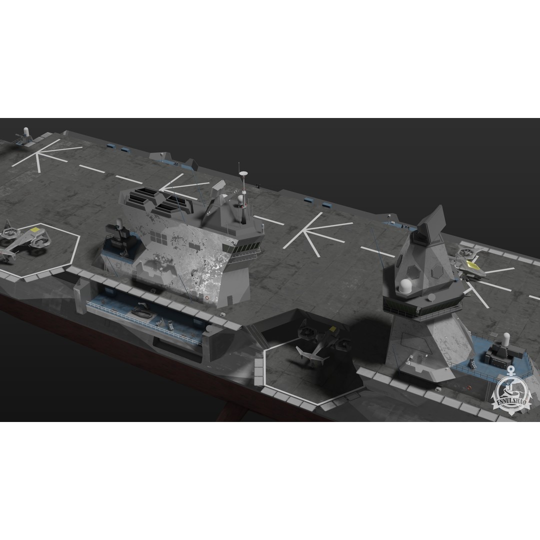 Futuristic Landing Assault Ship 3D Model – PBR Military Watercraft, Blender - View 4