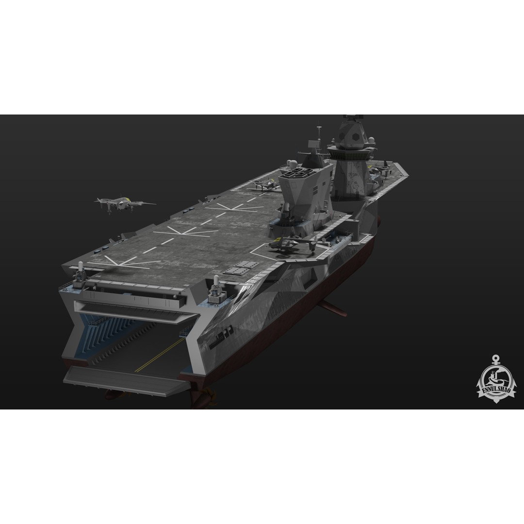 Futuristic Landing Assault Ship 3D Model – PBR Military Watercraft, Blender - View 5