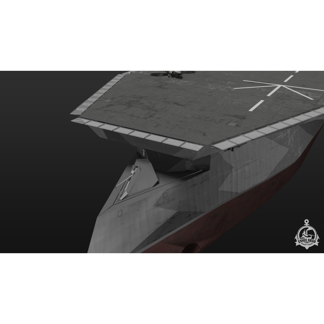Futuristic Landing Assault Ship 3D Model – PBR Military Watercraft, Blender - View 8