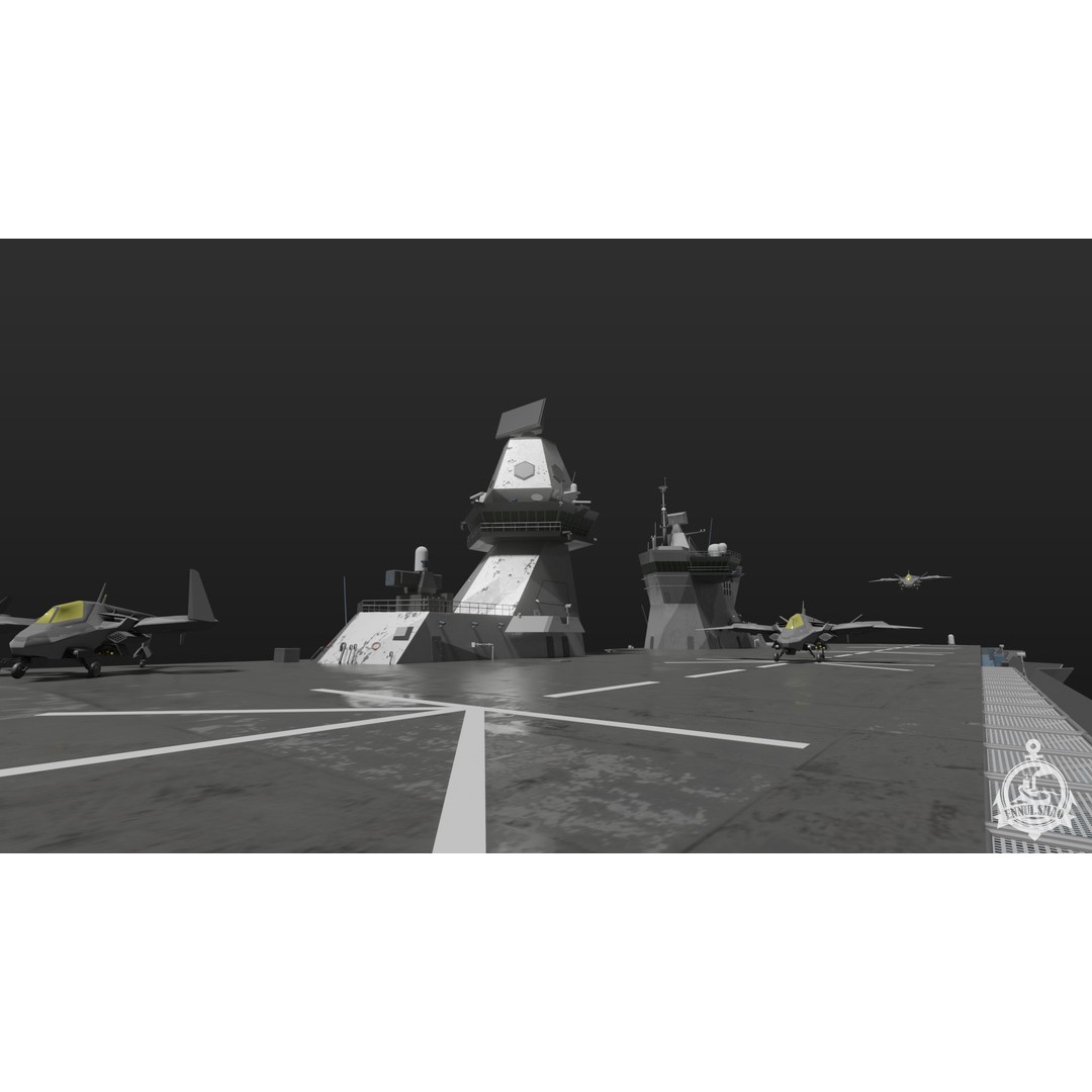 Futuristic Landing Assault Ship 3D Model – PBR Military Watercraft, Blender - View 9