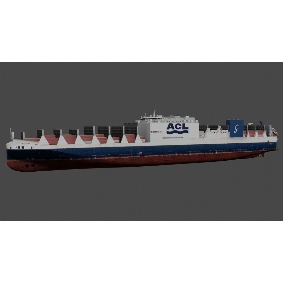 Ro-Ro Container Carrier 3D Model – Low Poly Industrial Vessel, FBX