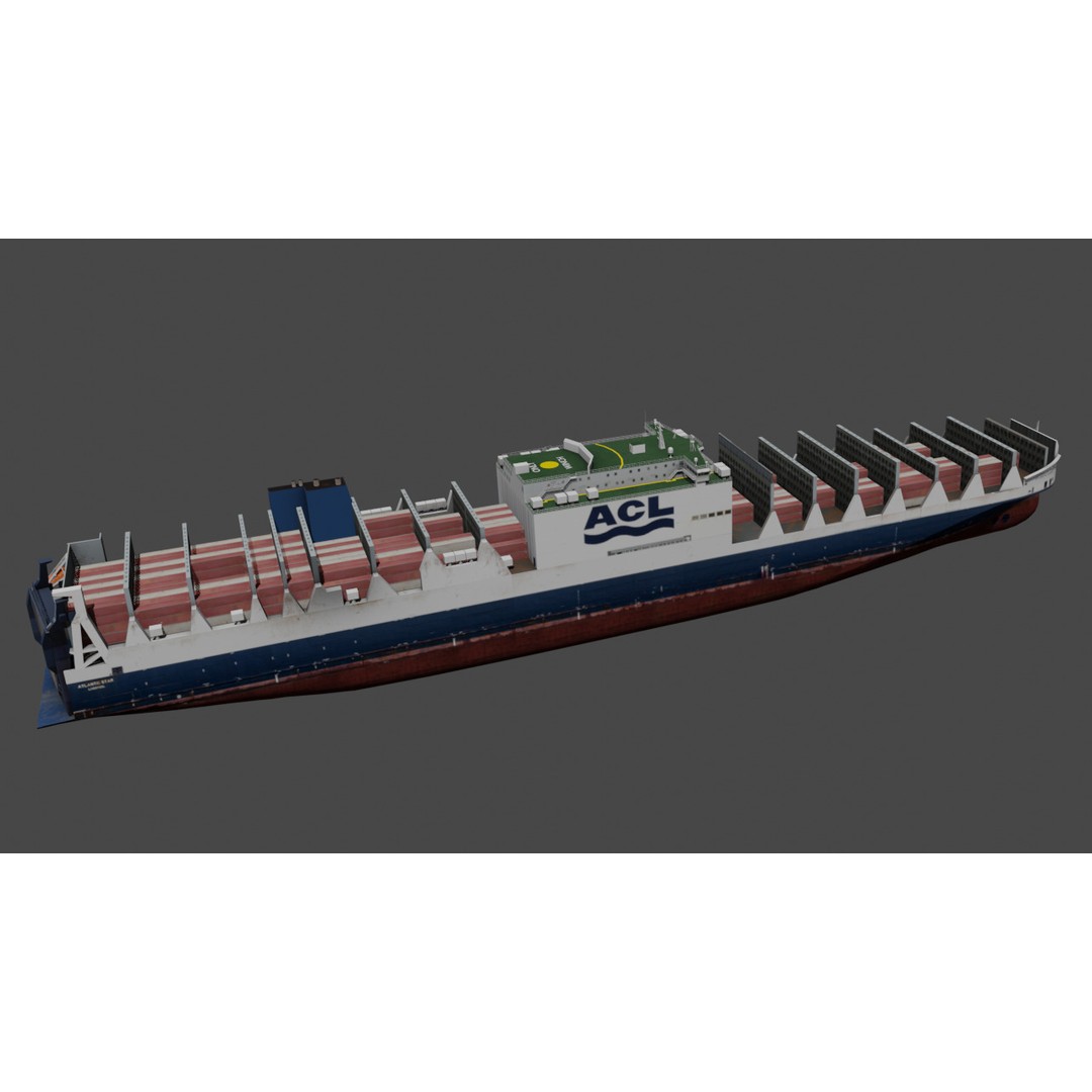 Ro-Ro Container Carrier 3D Model – Low Poly Industrial Vessel, FBX - View 11
