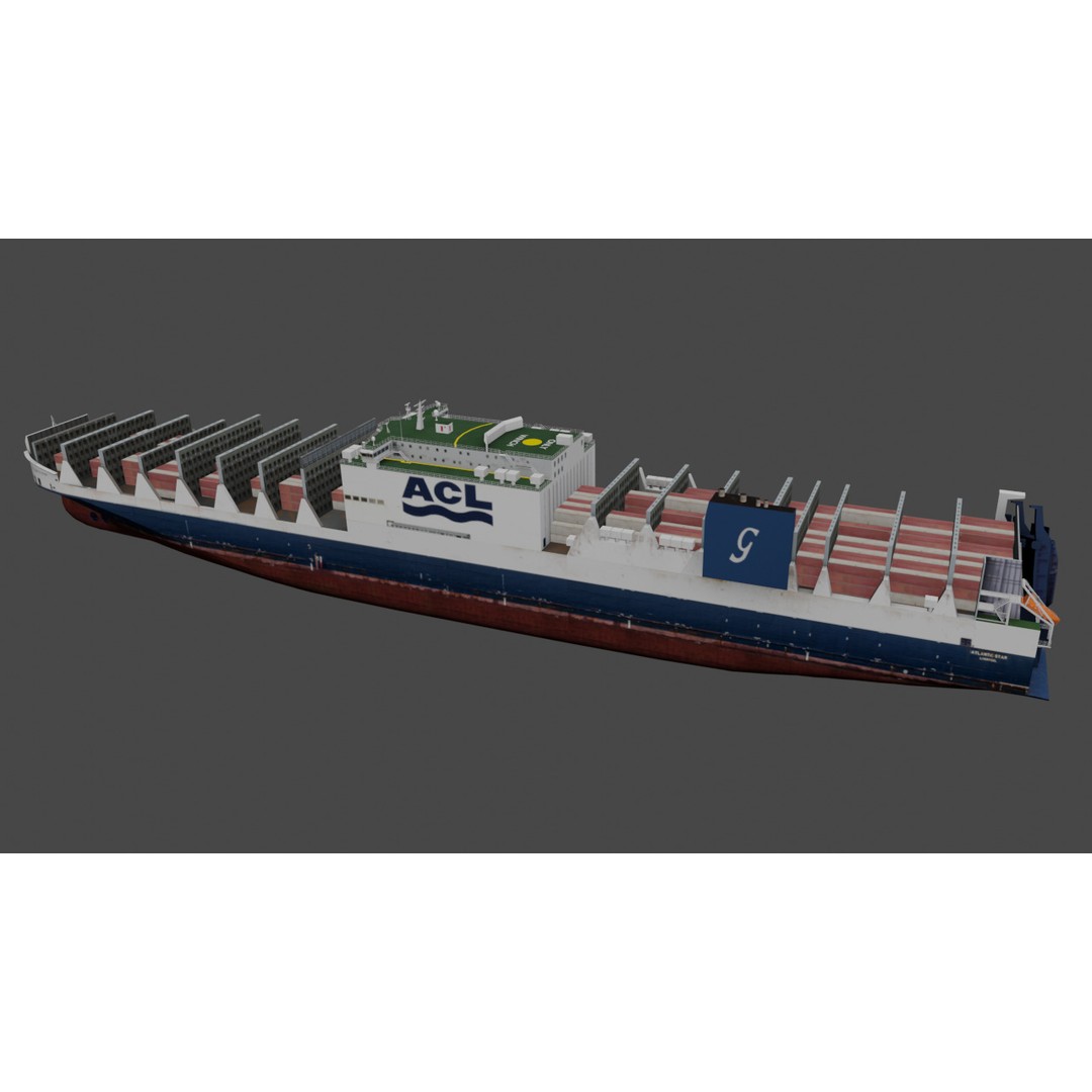 Ro-Ro Container Carrier 3D Model – Low Poly Industrial Vessel, FBX - View 14