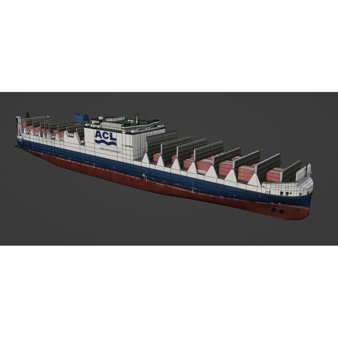 Ro-Ro Container Carrier 3D Model – Low Poly Industrial Vessel, FBX - View 5