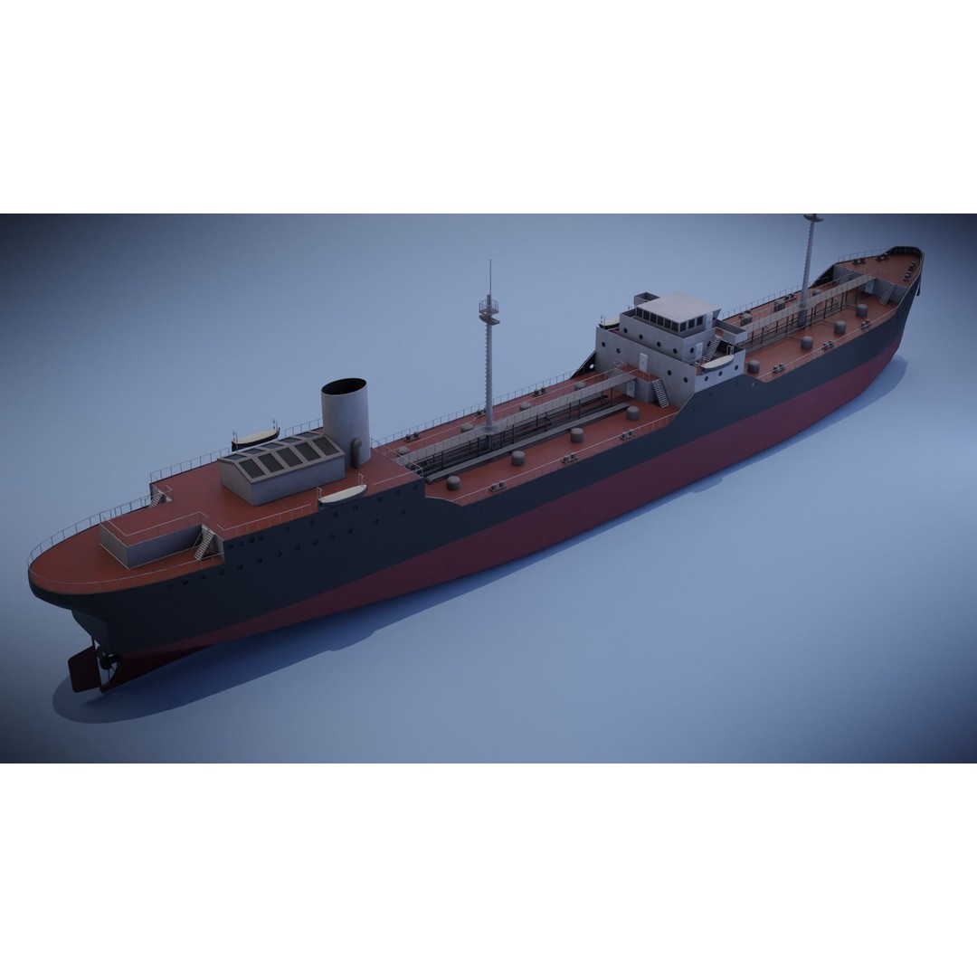 Tanker Ship 3D Model – Low Poly Game Asset, FBX, PBR, Rigged - View 13