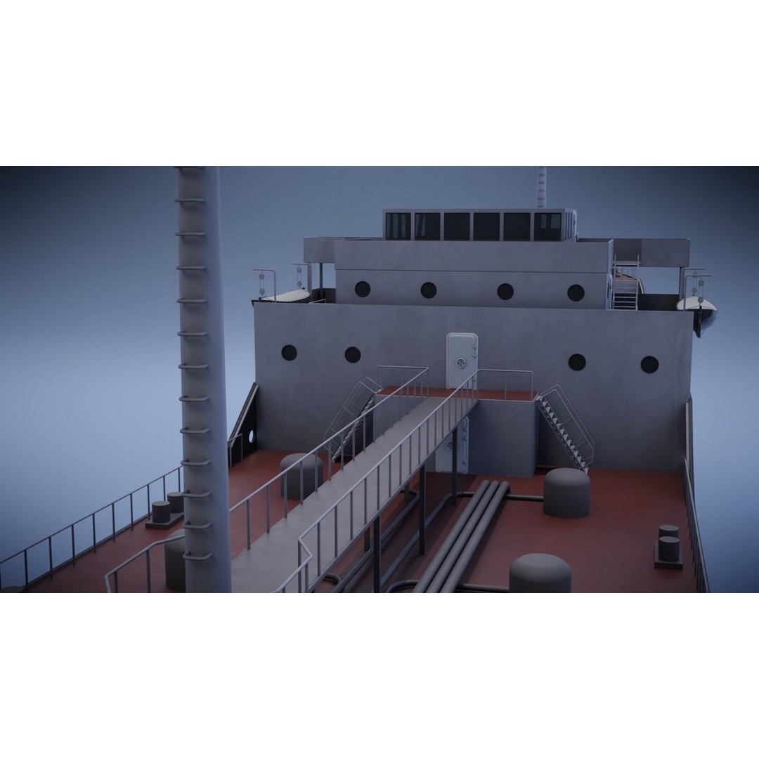 Tanker Ship 3D Model – Low Poly Game Asset, FBX, PBR, Rigged - View 19