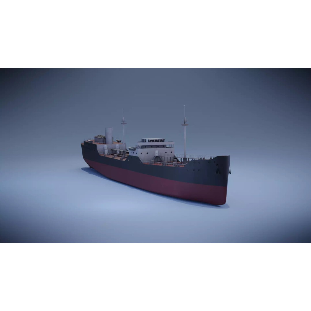 Tanker Ship 3D Model – Low Poly Game Asset, FBX, PBR, Rigged - View 2
