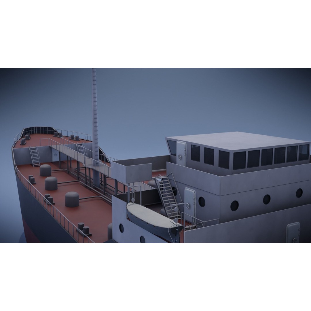 Tanker Ship 3D Model – Low Poly Game Asset, FBX, PBR, Rigged - View 21