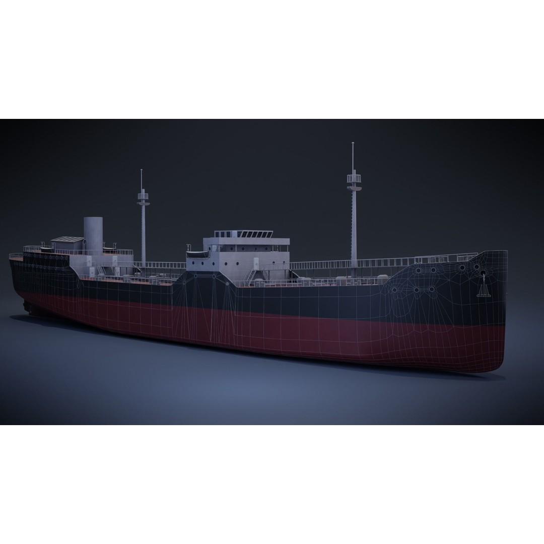 Tanker Ship 3D Model – Low Poly Game Asset, FBX, PBR, Rigged - View 25