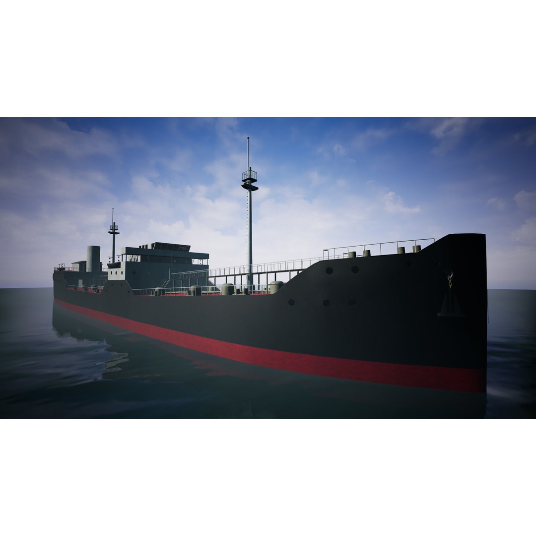 Tanker Ship 3D Model – Low Poly Game Asset, FBX, PBR, Rigged - View 3