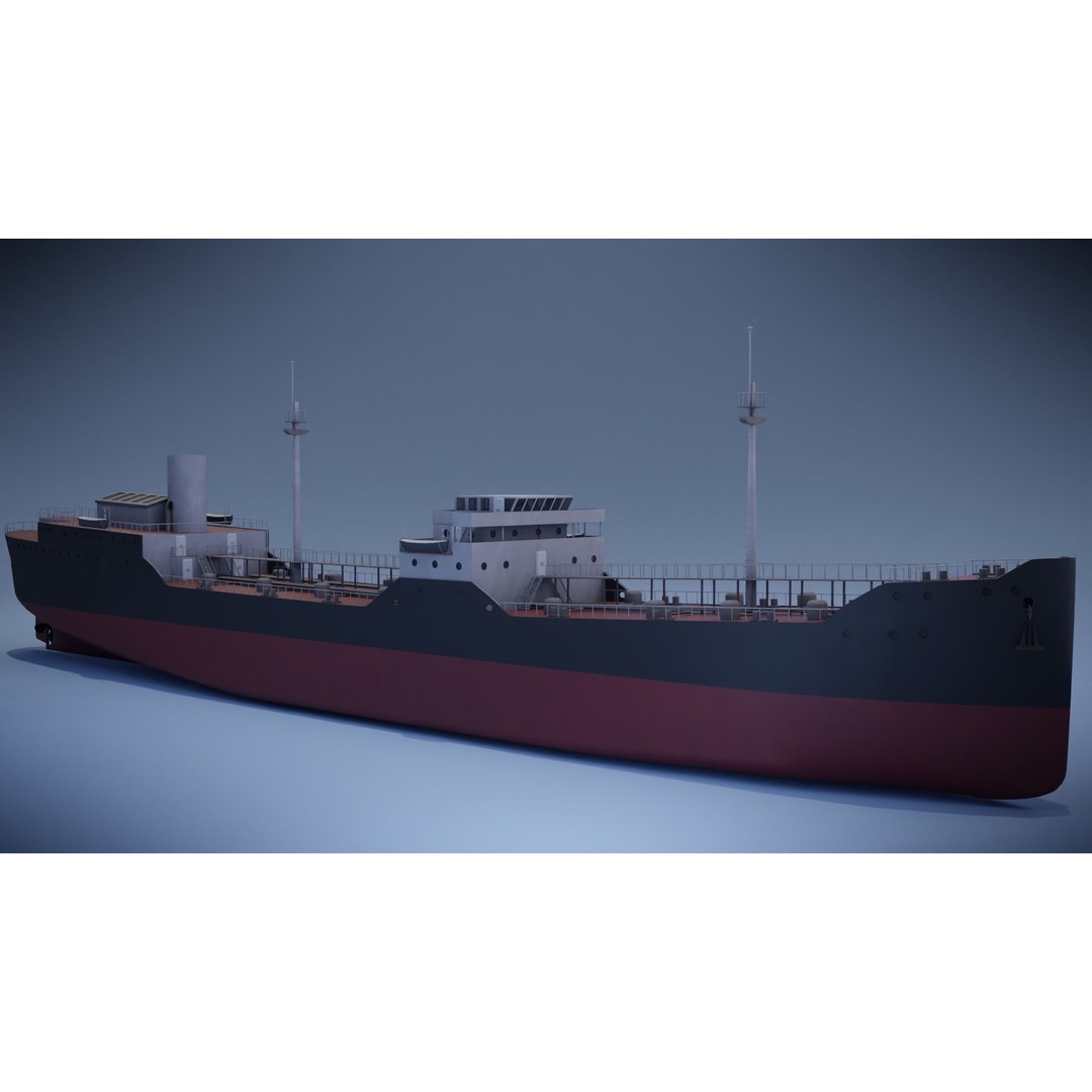 Tanker Ship 3D Model – Low Poly Game Asset, FBX, PBR, Rigged - View 4