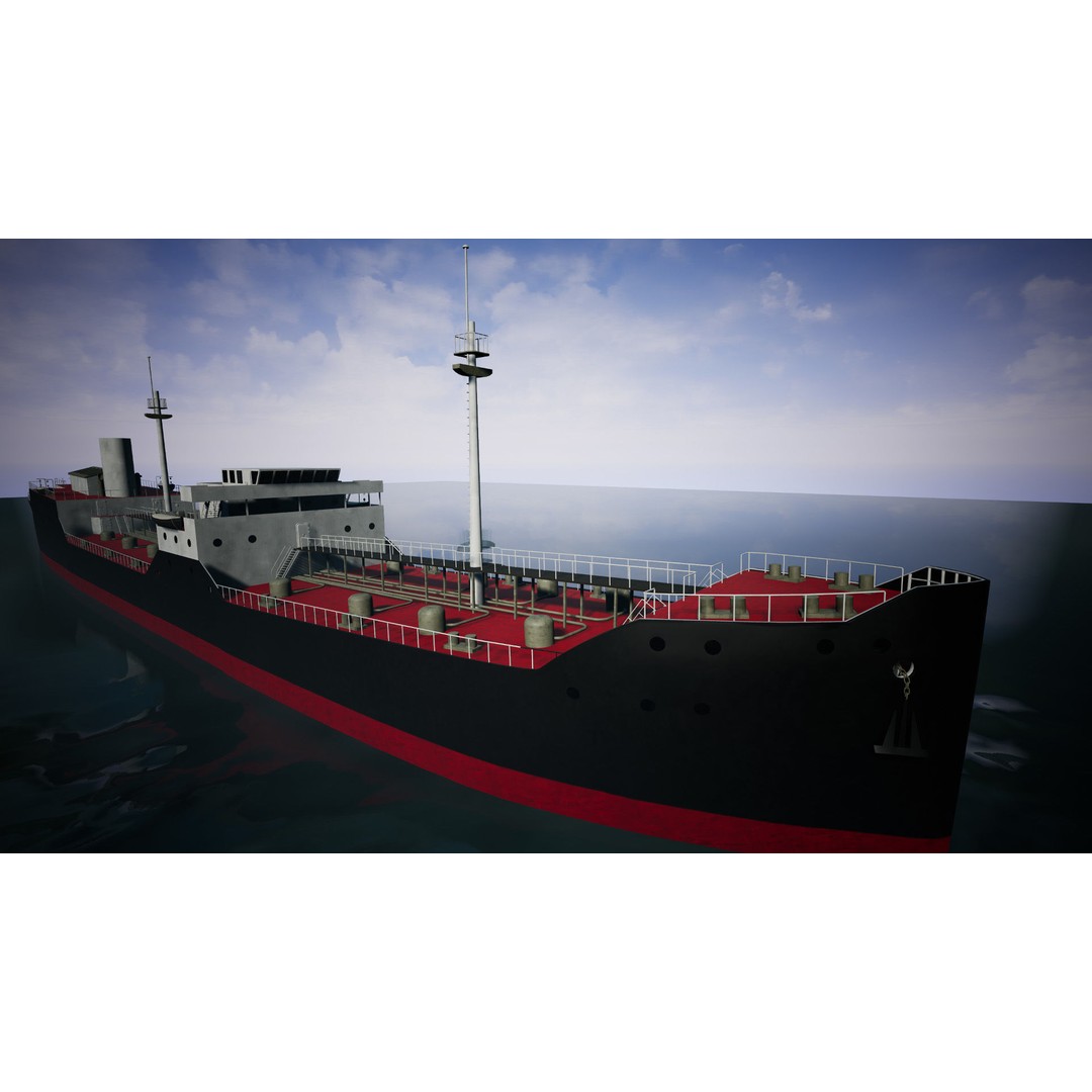 Tanker Ship 3D Model – Low Poly Game Asset, FBX, PBR, Rigged - View 6
