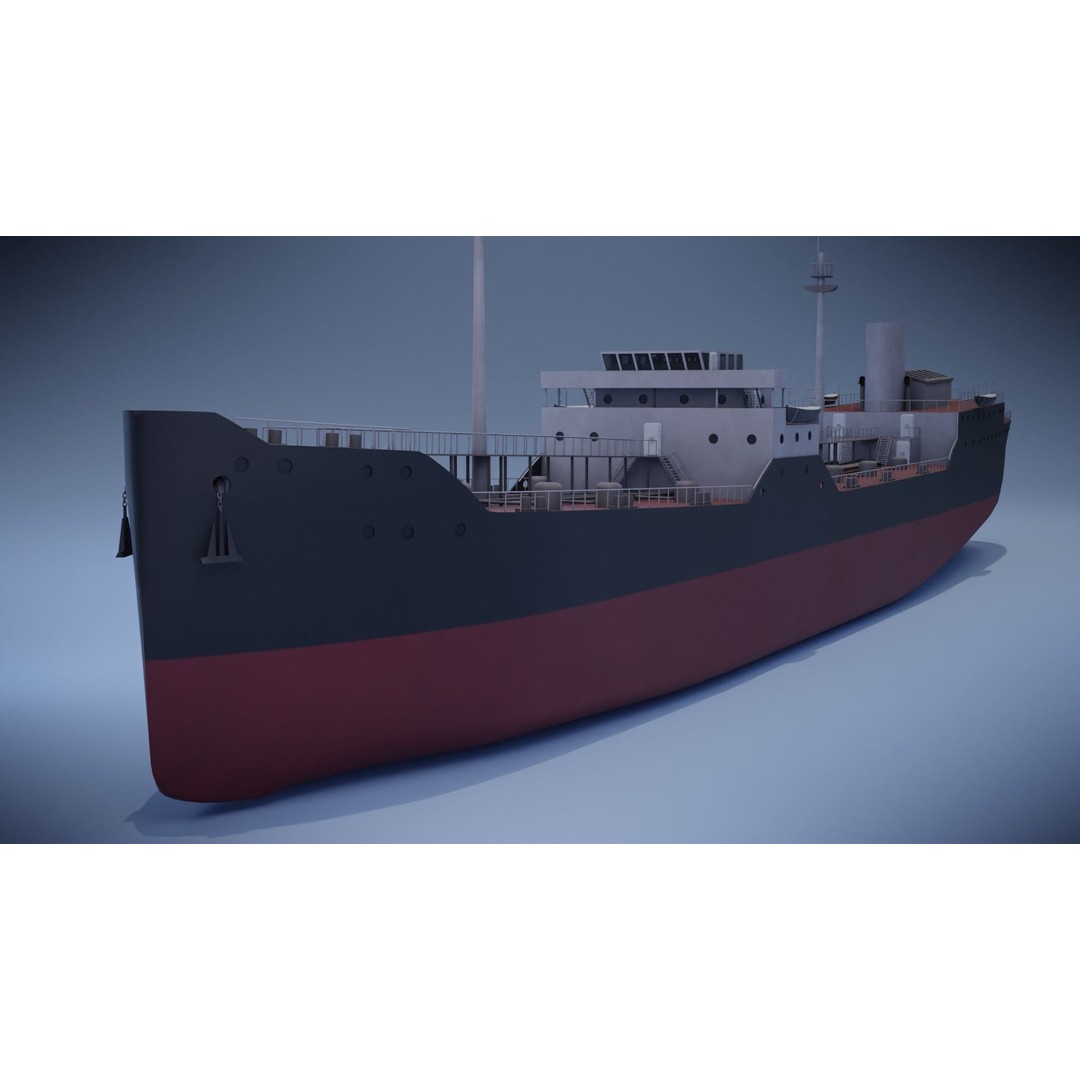 Tanker Ship 3D Model – Low Poly Game Asset, FBX, PBR, Rigged - View 7
