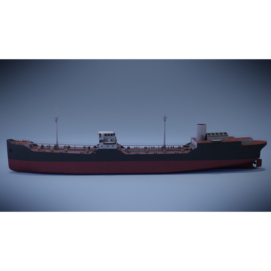 Tanker Ship 3D Model – Low Poly Game Asset, FBX, PBR, Rigged - View 9
