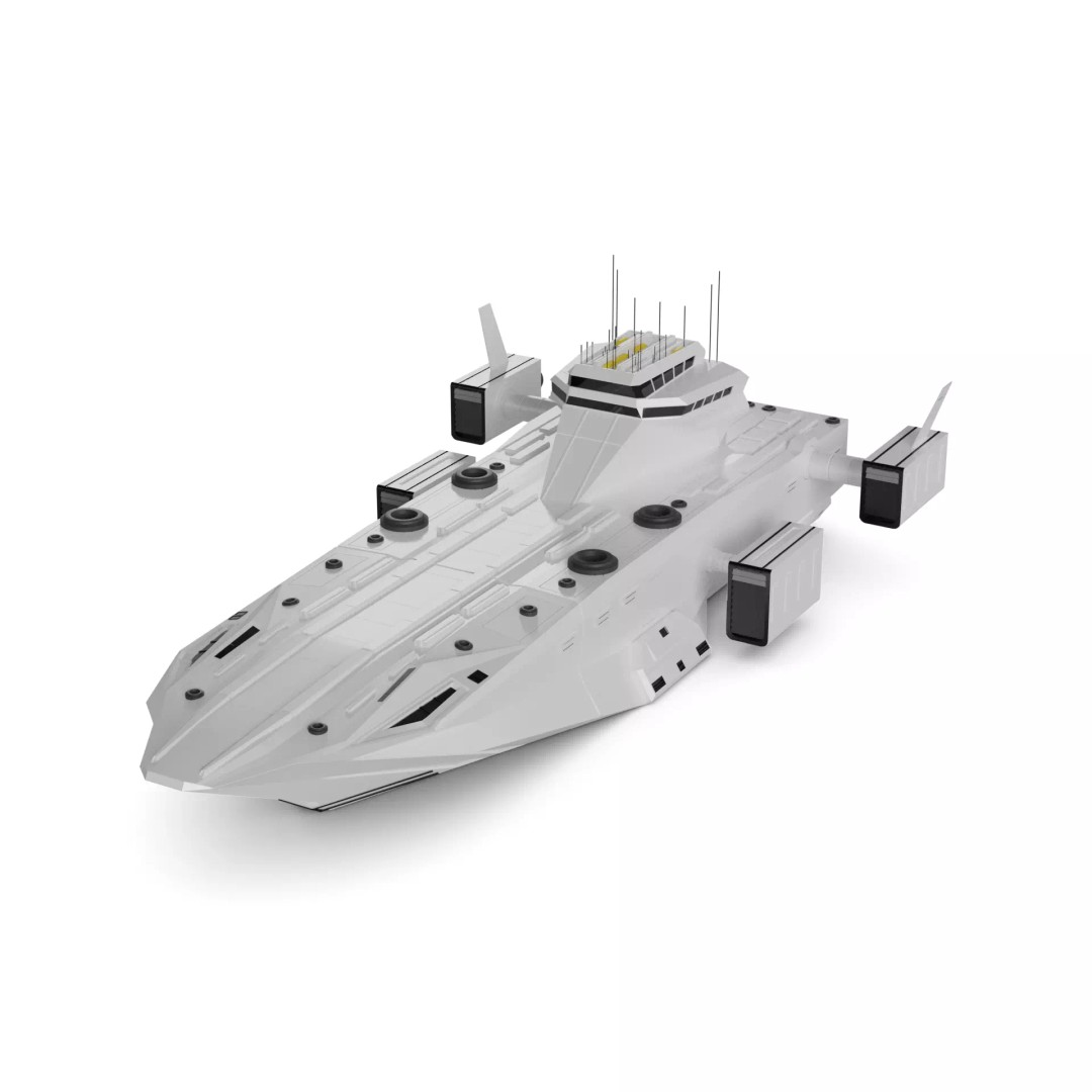 Nomad Landing Ship 3D Model – Low Poly Military Watercraft, FBX - View 2