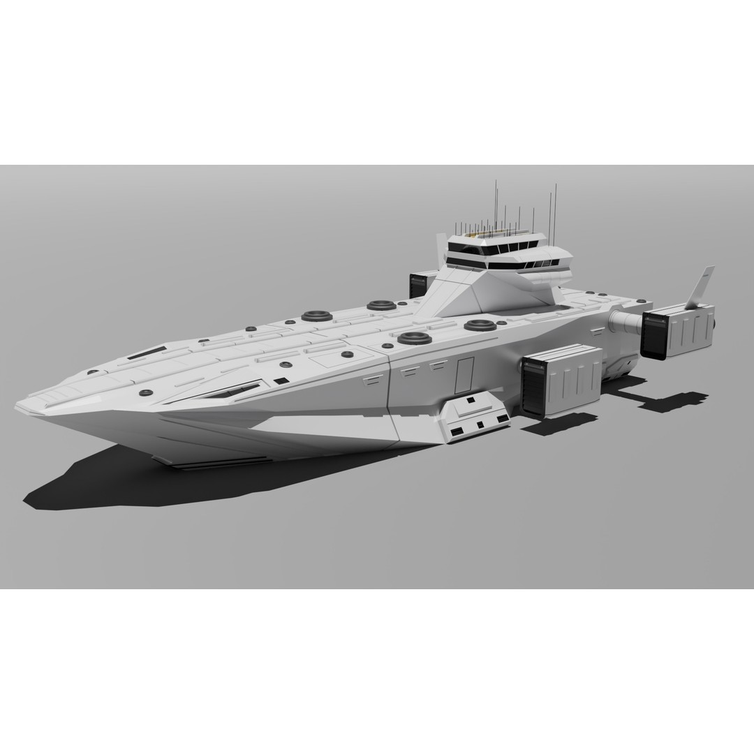 Nomad Landing Ship 3D Model – Low Poly Military Watercraft, FBX - View 3