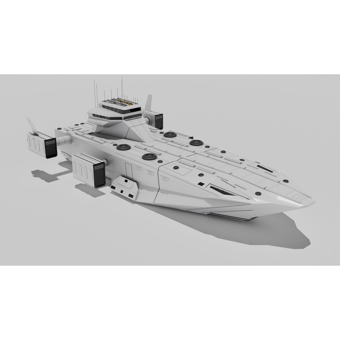 Nomad Landing Ship 3D Model – Low Poly Military Watercraft, FBX - View 7
