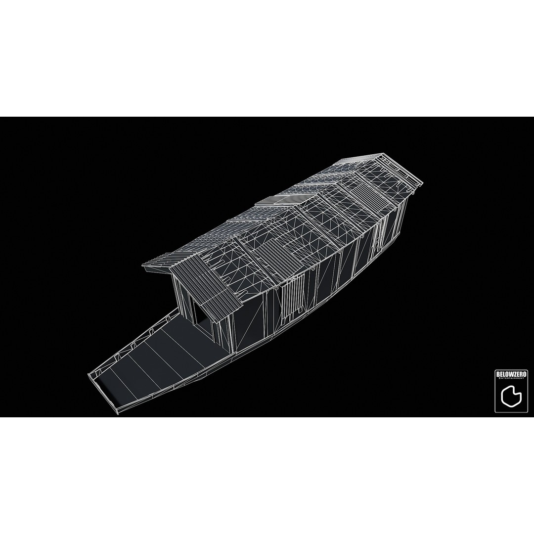 Houseboat 3D Model – Low Poly Historic Watercraft, FBX, Game Ready - View 10