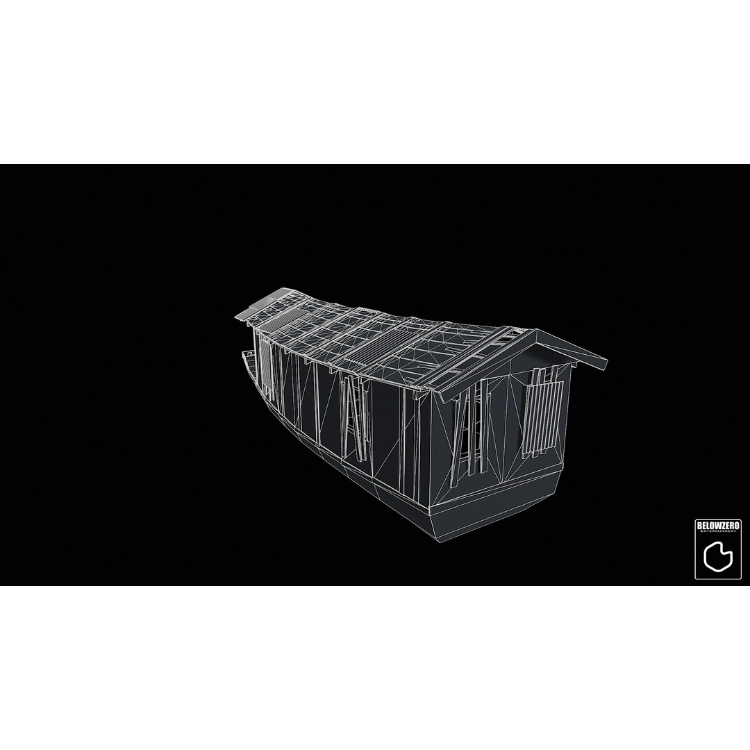 Houseboat 3D Model – Low Poly Historic Watercraft, FBX, Game Ready - View 11