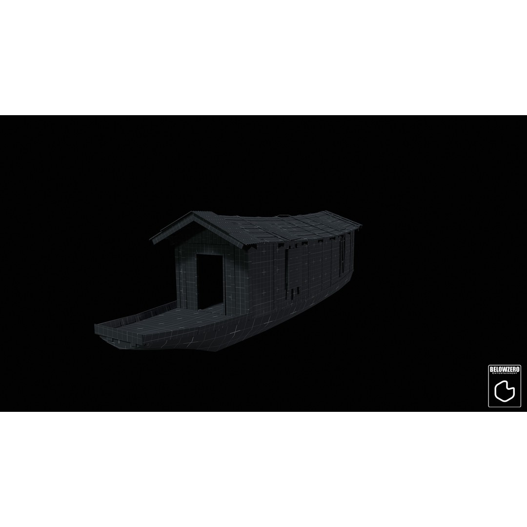 Houseboat 3D Model – Low Poly Historic Watercraft, FBX, Game Ready - View 13