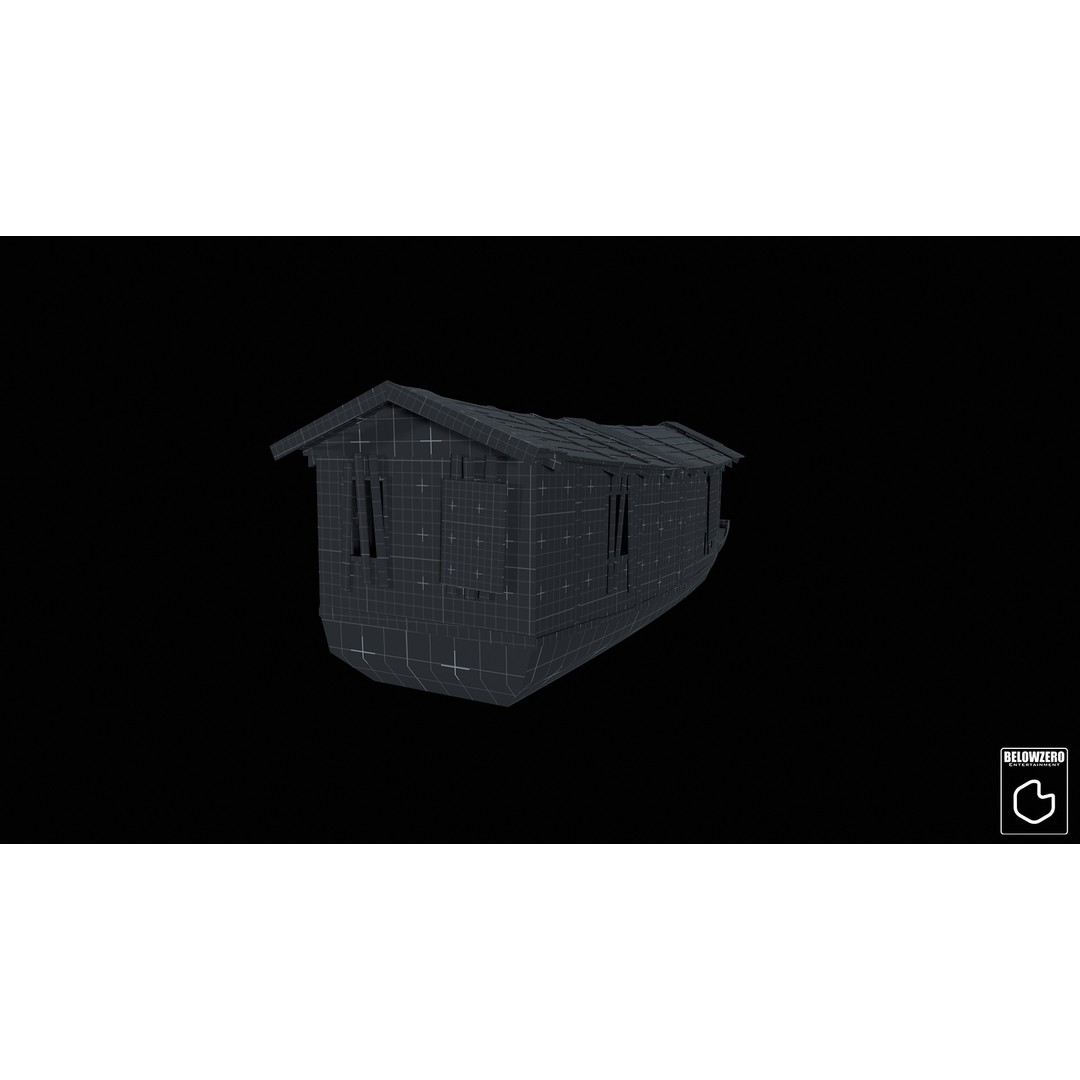 Houseboat 3D Model – Low Poly Historic Watercraft, FBX, Game Ready - View 14