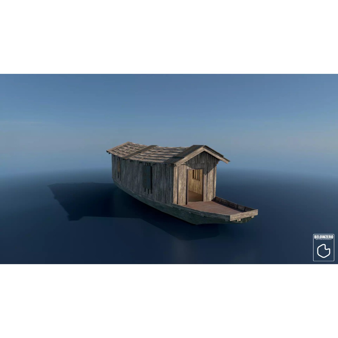 Houseboat 3D Model – Low Poly Historic Watercraft, FBX, Game Ready - View 2